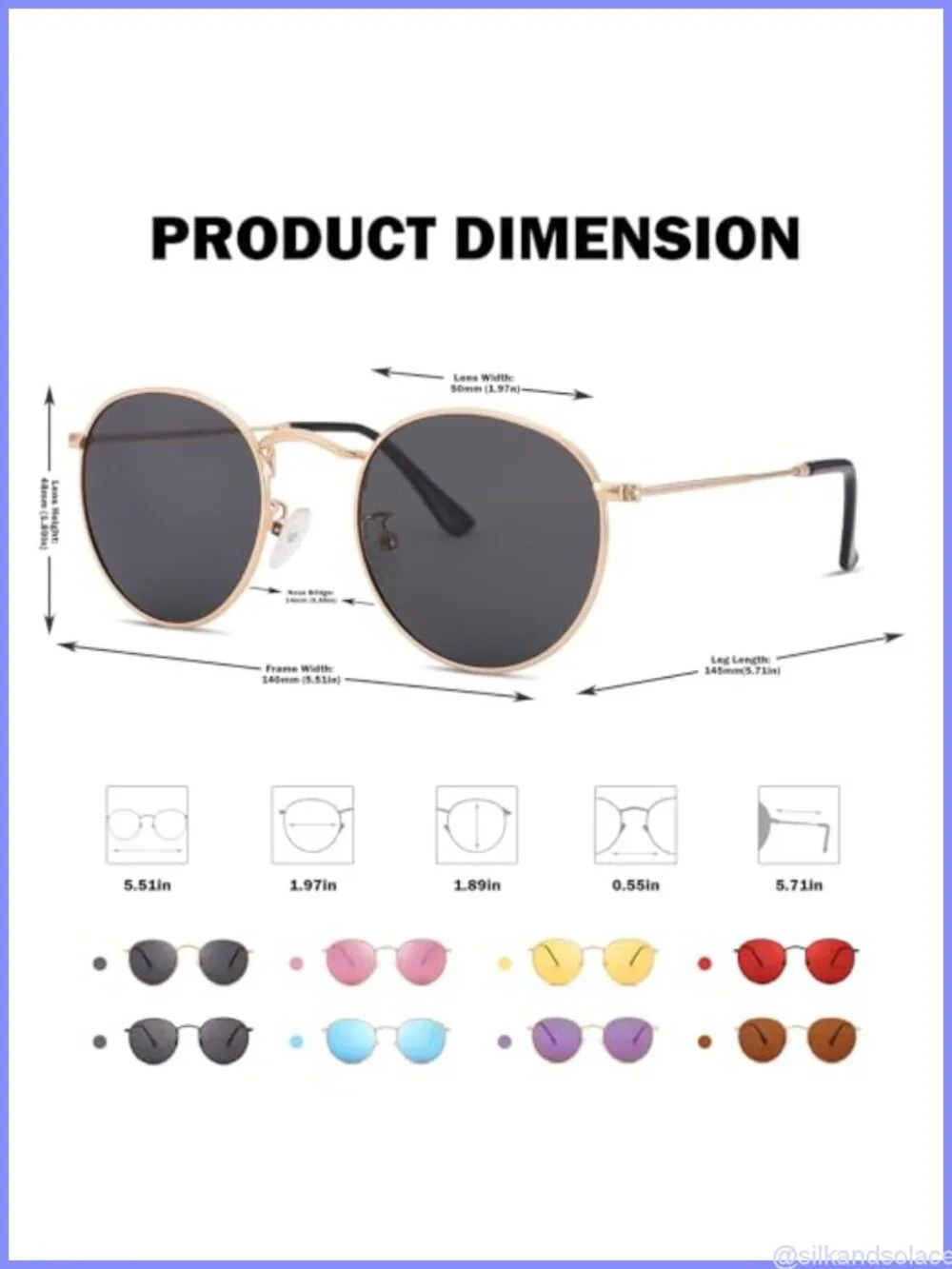 Small Round Metal Polarized Sunglasses Retro Designer Style UV400 50mm